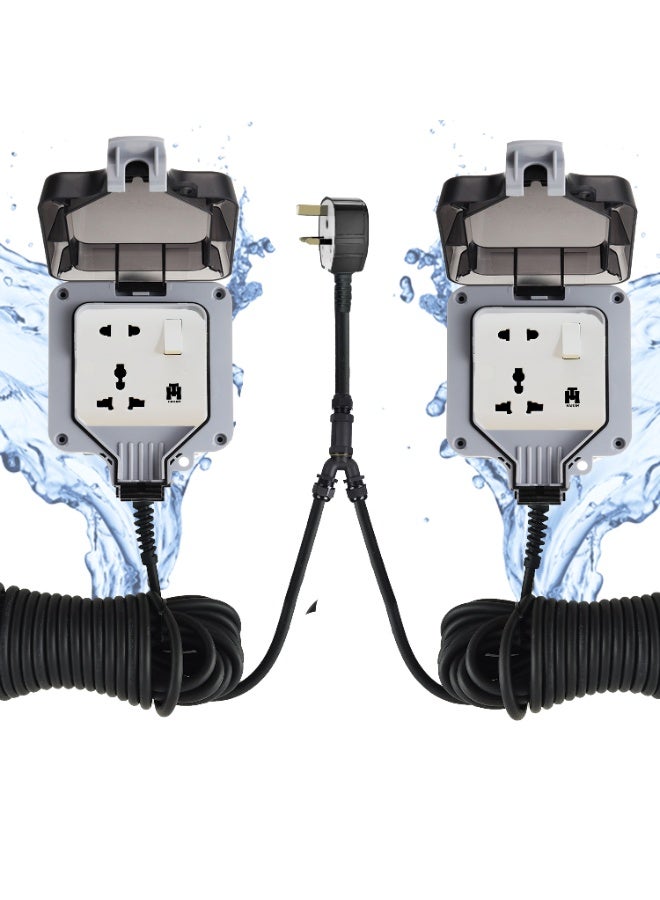 Hassan Weatherproof Dual Universal Extension Socket 13A IP66 Waterproof - Heavy Duty 2.5mm Cable for Garden, Garage, Outdoor Events & Kitchen - Image 2
